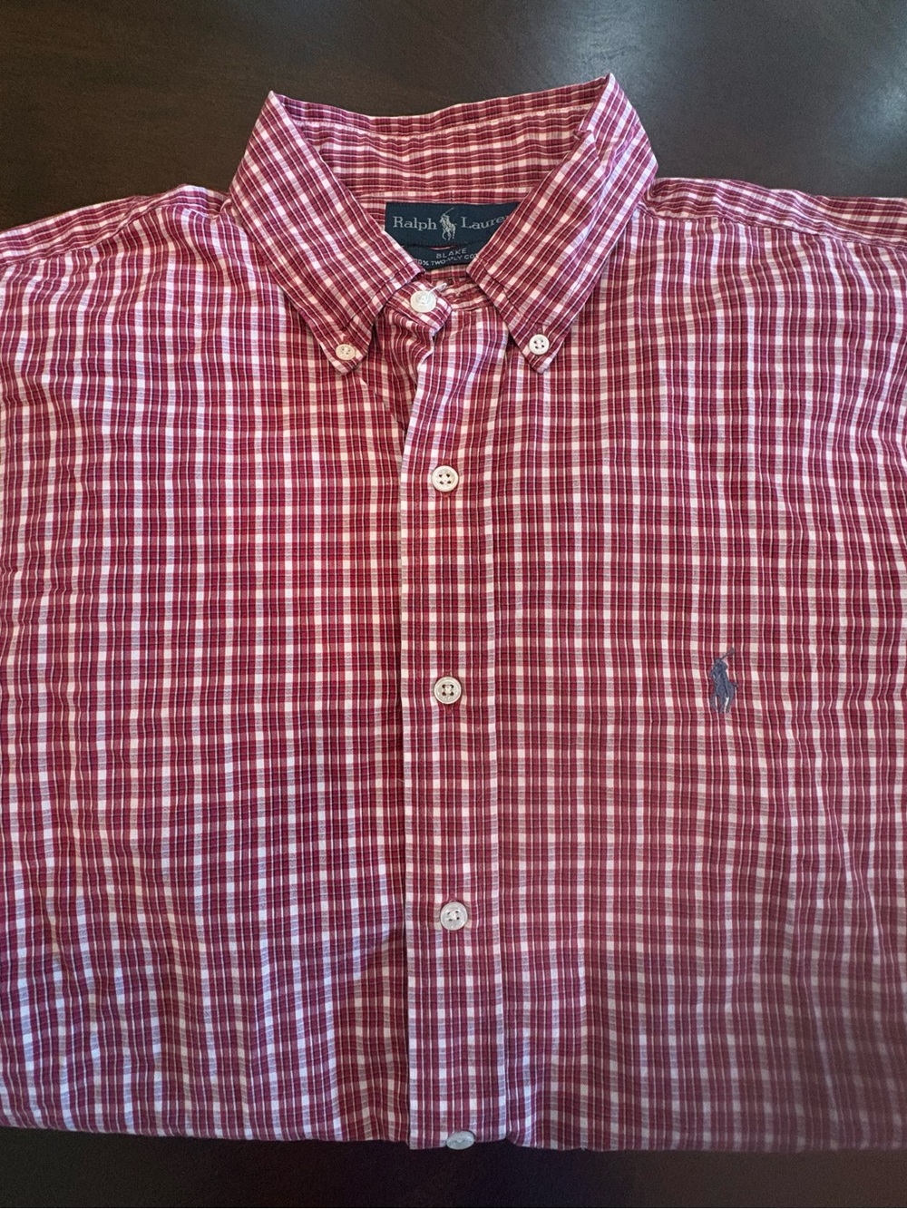 Ralph Lauren Red and White Plaid Button-Down Shirt